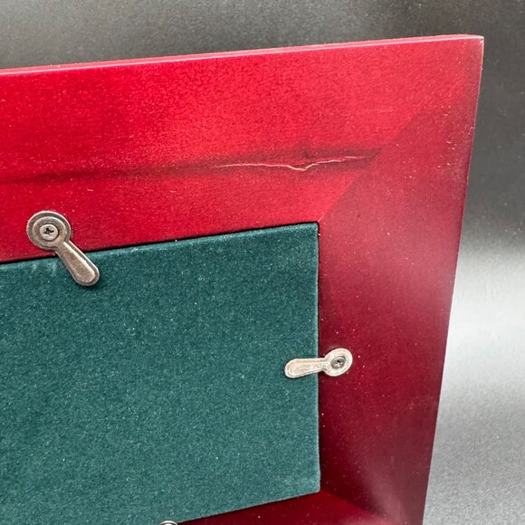 Vintage Wood Keepsake Jewelry Box and Photo Frame Burgundy Gold Accent - Picture 5 of 9